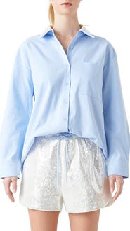 Grey Lab Oversize Oxford Button-Up Shirt