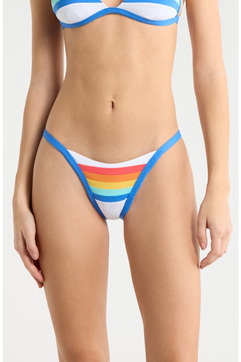 Surf Stripe Cheeky Bikini Bottoms, Main, color, WHITE