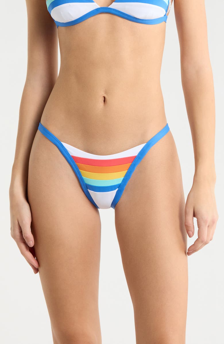 Rip Curl Surf Stripe Cheeky Bikini Bottoms, Main, color, White