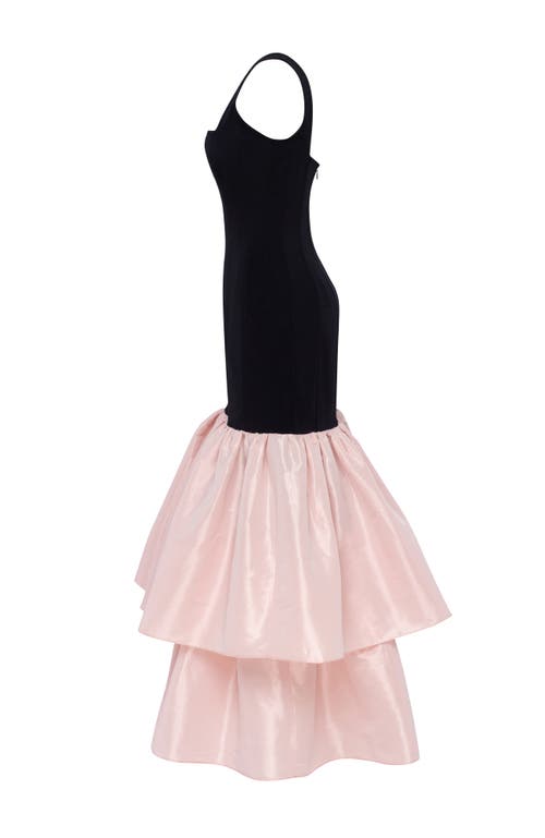 Milla Fitted Maxi Dress With Puffy Tiered Skirt In Multi