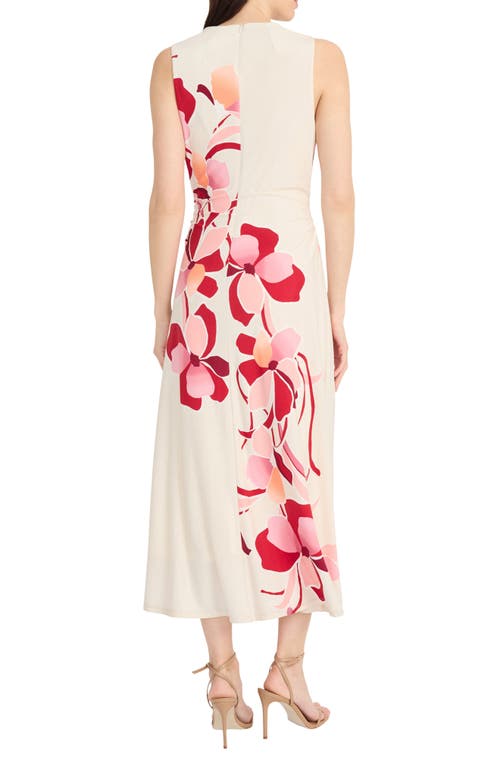 Maggy London Mock Neck Midi Dress In Cream/rose