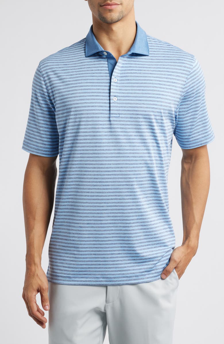 johnnie-O Gibbons Stripe PREP-FORMANCE Polo, Main, color, Maliblu