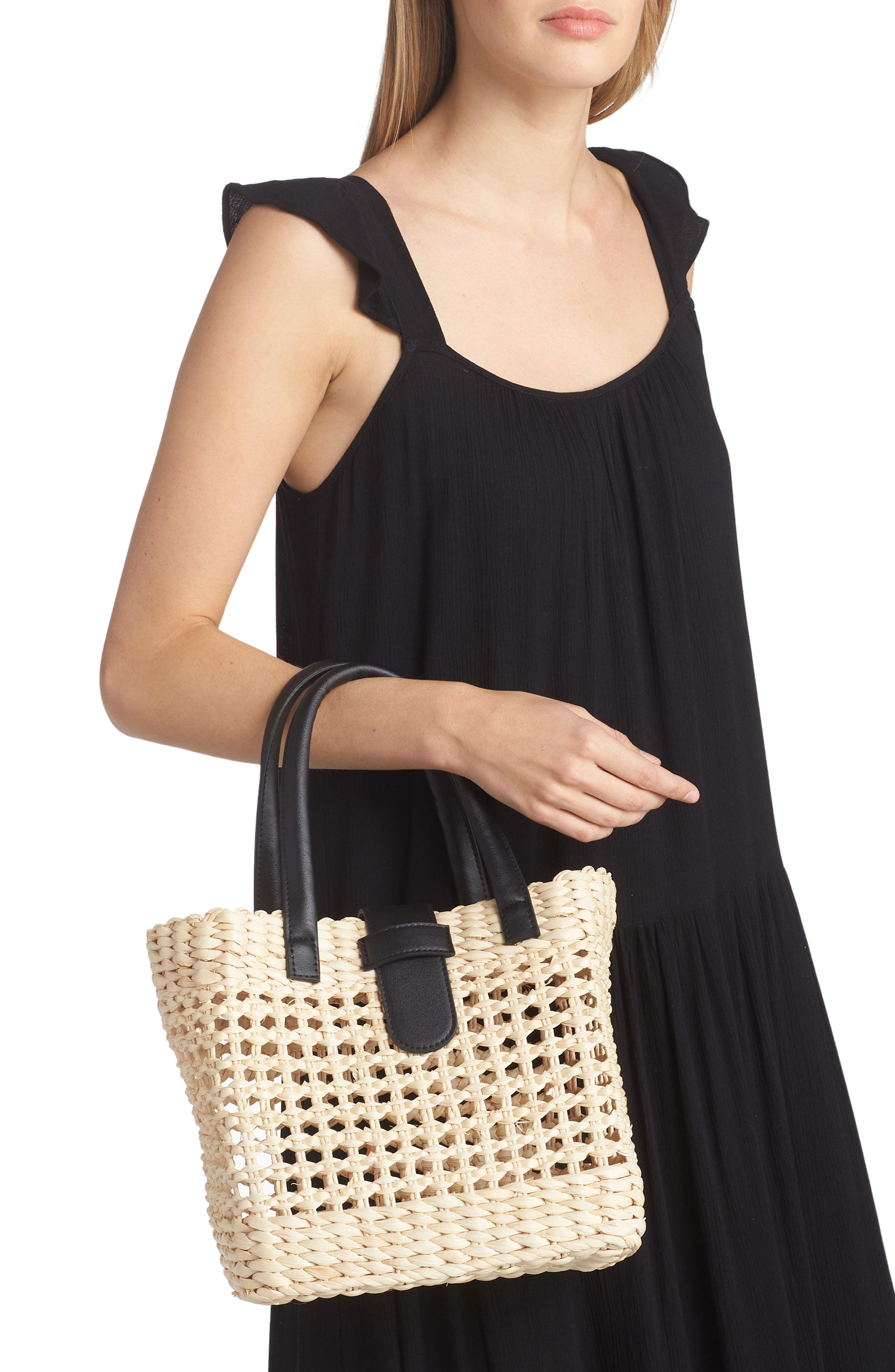 BTB Los Angeles Mini Jules Rattan Tote, Alternate, color, 