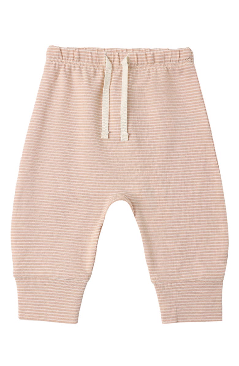 QUINCY MAE Kids' Stripe Organic Cotton Drawstring Pants, Alternate, color, Melon