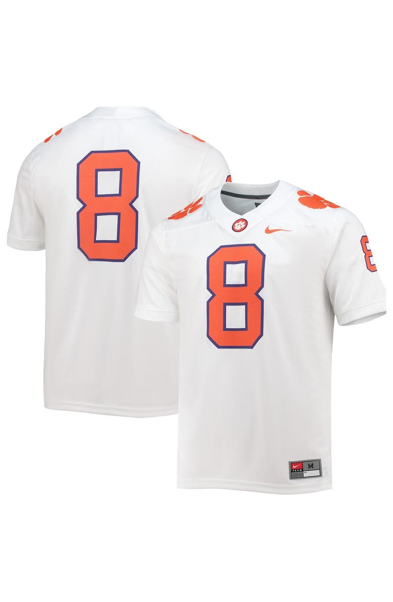 Nike Men's Nike #8 White Clemson Tigers Game Jersey, Main, color, 