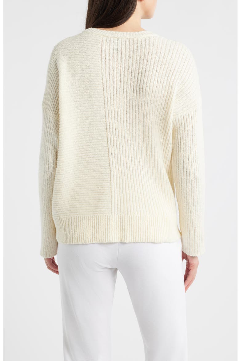 Crewneck Rib Organic Cotton Blend Sweater, Alternate, color, ECRU