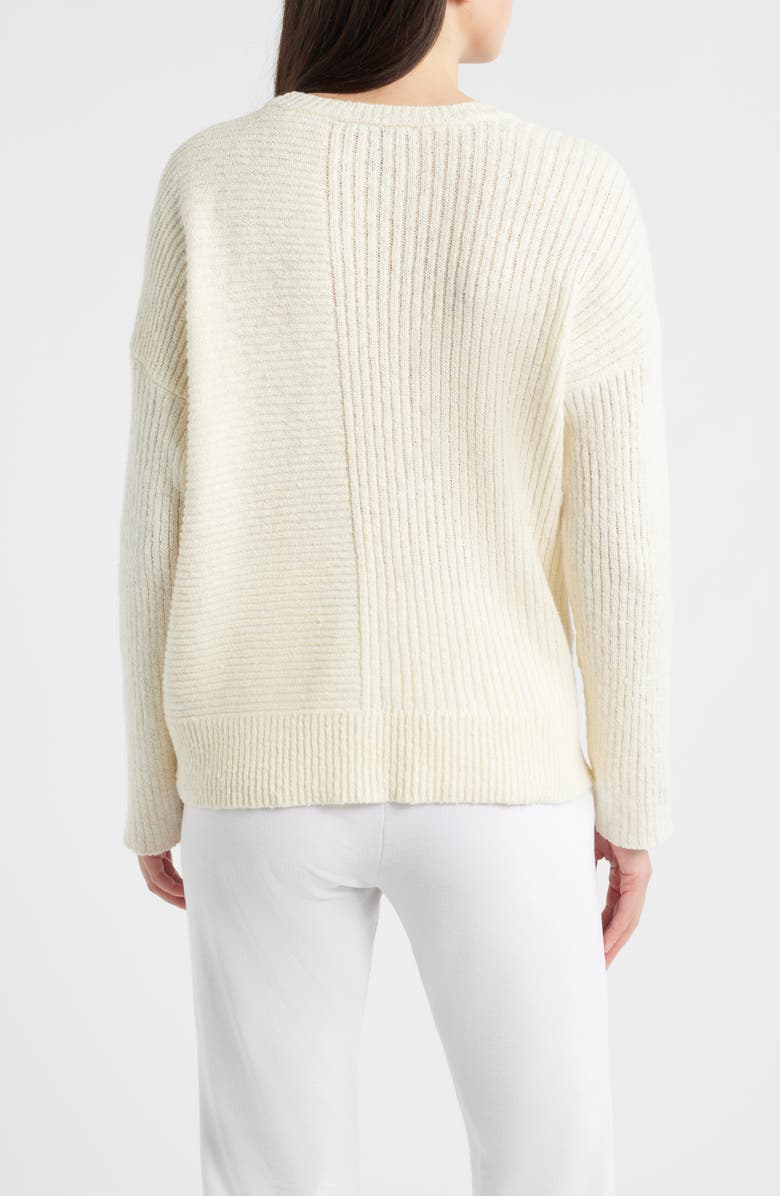 Eileen Fisher Crewneck Rib Organic Cotton Blend Sweater, Alternate, color, Ecru