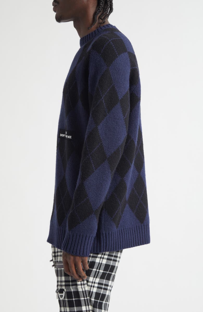 Undercover Embroidered Patch Argyle Plaid Wool Blend Sweater, Alternate, color, Navy Base
