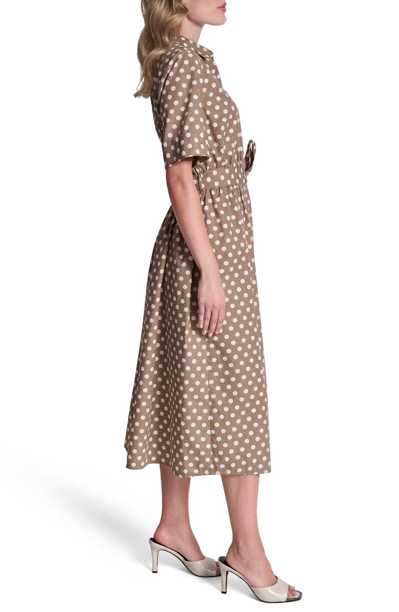 DKNY Tie Waist Shirtdress, Alternate, color, Cappucino/ Ivory