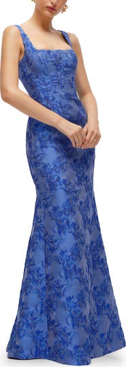 Metallic Jacquard Trumpet Gown