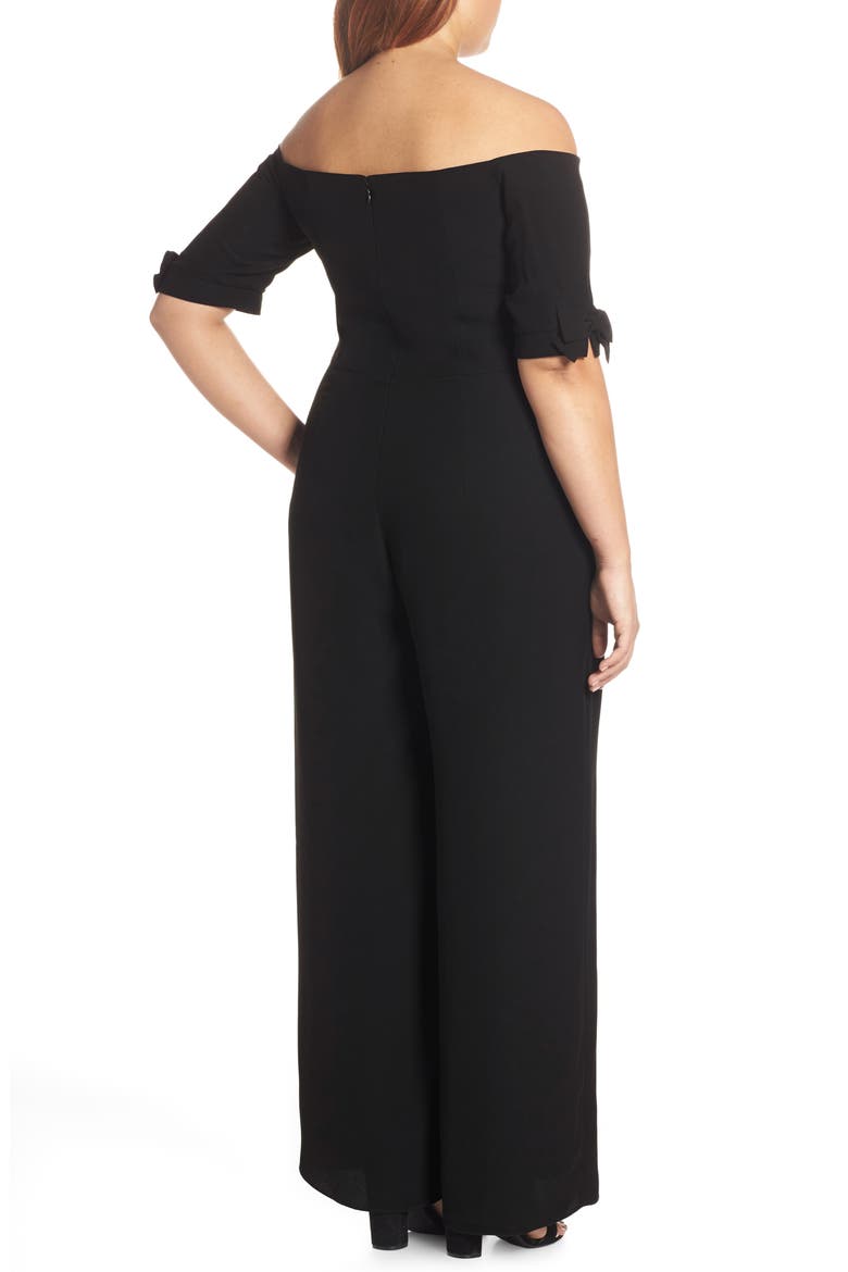 Meredith Crepe Off the Shoulder Jumpsuit, Alternate, color, BLACK