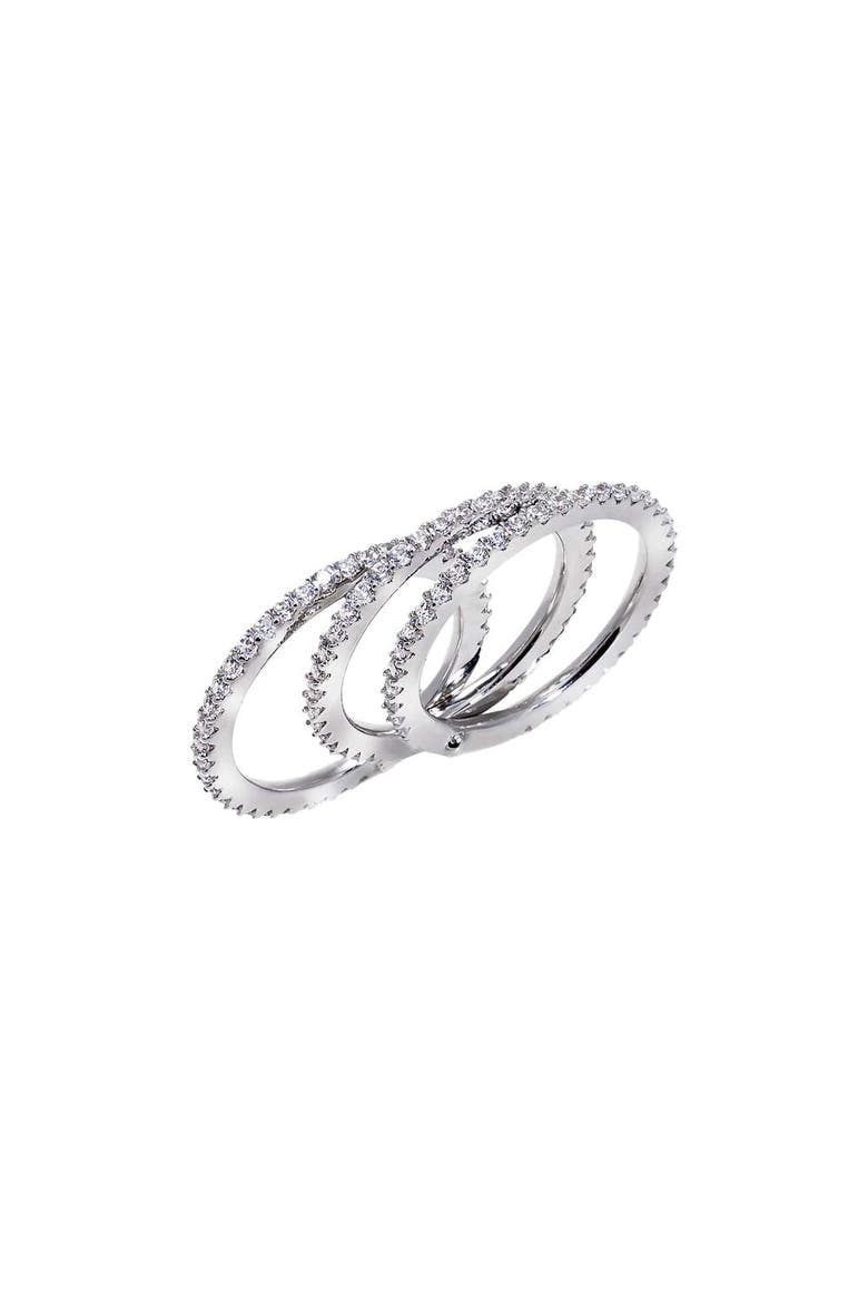 CZ Pavé Three-Stack Eternity Ring, Main, color, Silver