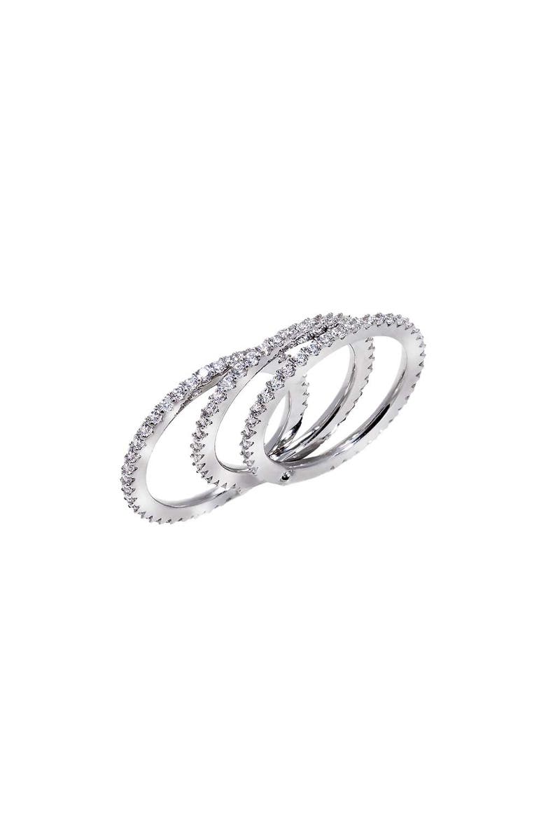 BY ADINA EDEN CZ Pavé Three-Stack Eternity Ring, Main, color, Silver