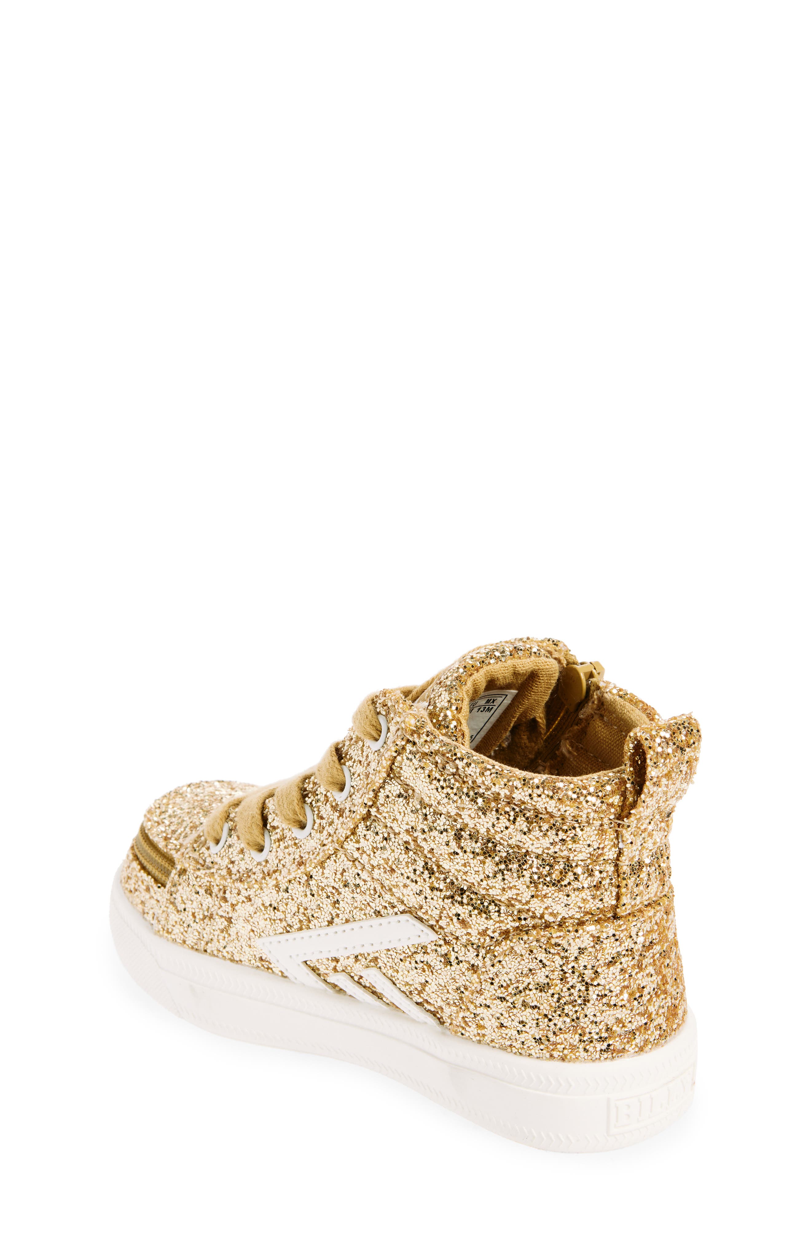 BILLY Footwear Kids' Classic Glitter High Top Sneaker, Alternate, color, Champagne Glitz