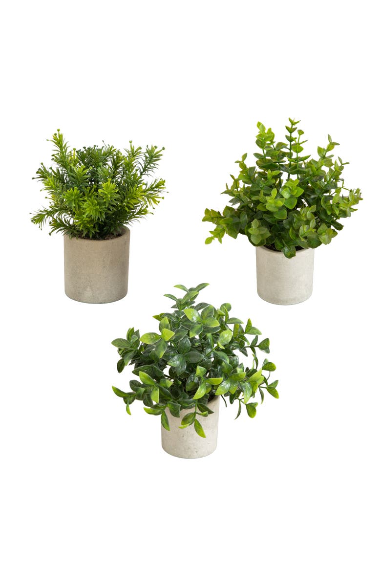 8-in Artificial Mini Greenery Potted Plant - Set of 3, Main, color, Green