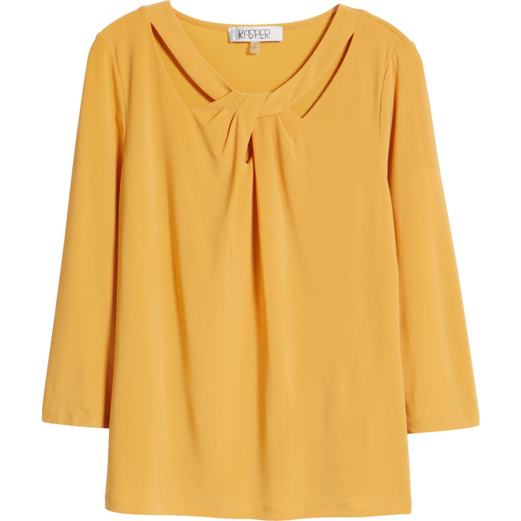 Kasper Ity 3q Twist Neck Top In Gold Signature