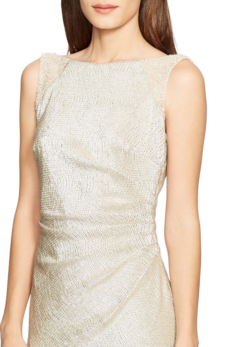 Lauren Ralph Lauren Beaded Metallic Knit Sheath Dress, Alternate, color,