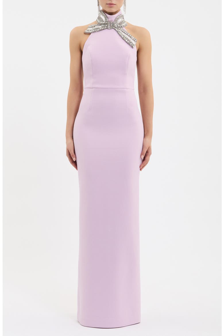 Yolanda Embellished Halter Gown, Main, color, LILAC
