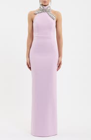 Rebecca Vallance Yolanda Embellished Halter Gown