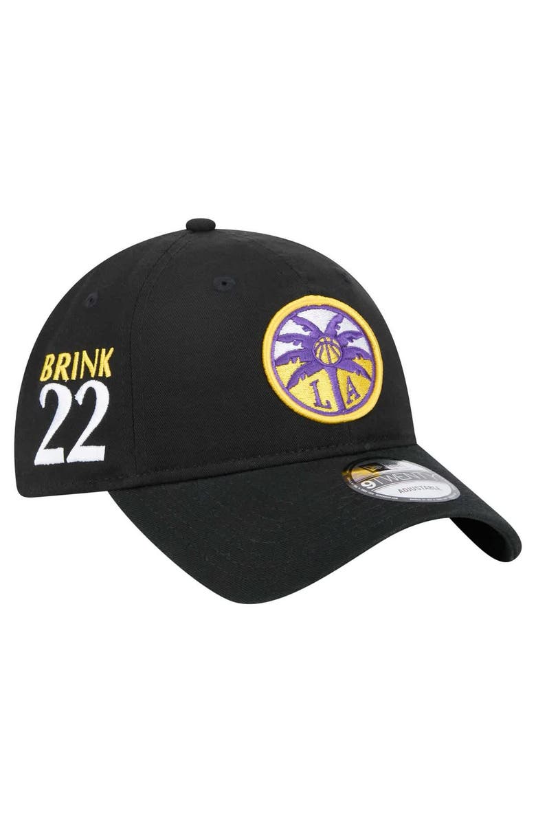 New Era Men's Cameron Brink Black Los Angeles Sparks Name & Number Sidepatch 9TWENTY Adjustable Hat, Main, color, 