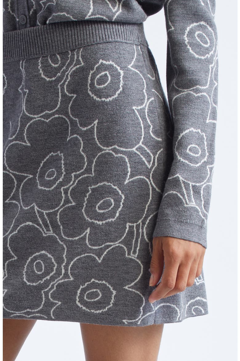 Vapaus Piirto Unikko Jacquard Merino Wool & Organic Cotton Blend Sweater Skirt, Alternate, color, DARK GREY OFF WHITE