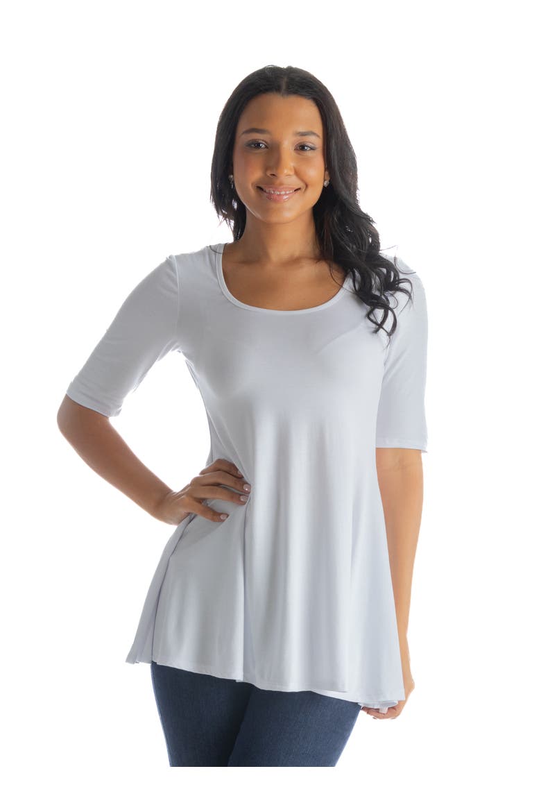 Elbow Sleeve Swing Tunic Top, Main, color, White