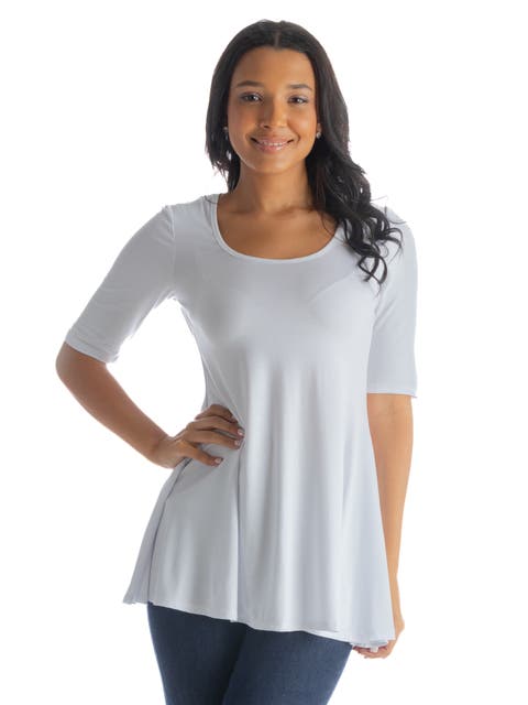 Petites Elbow Sleeve Swing Tunic Top