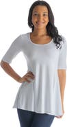 24seven Comfort Apparel Petites Elbow Sleeve Swing Tunic Top
