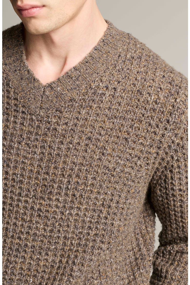 Waffle Donegal V-Neck Sweater, Alternate, color, TARMAC