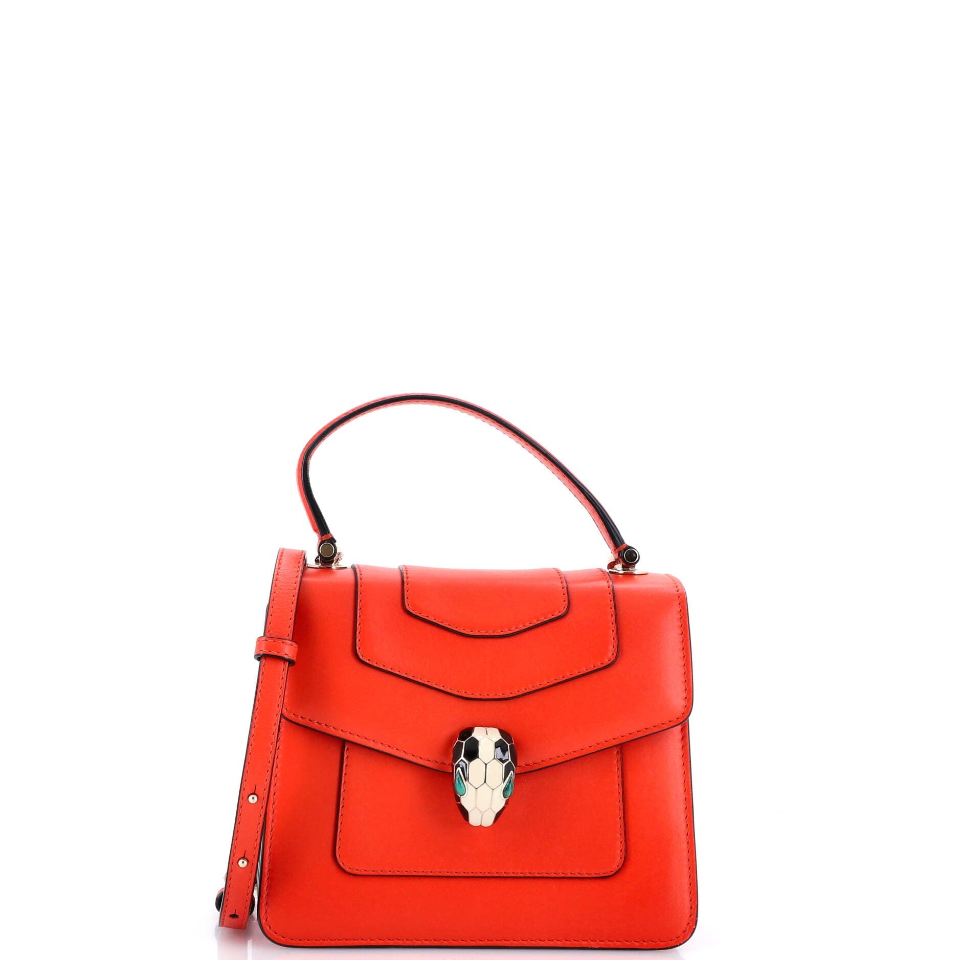 Serpenti Forever Top Handle Bag Leather Small, Main, color, Red