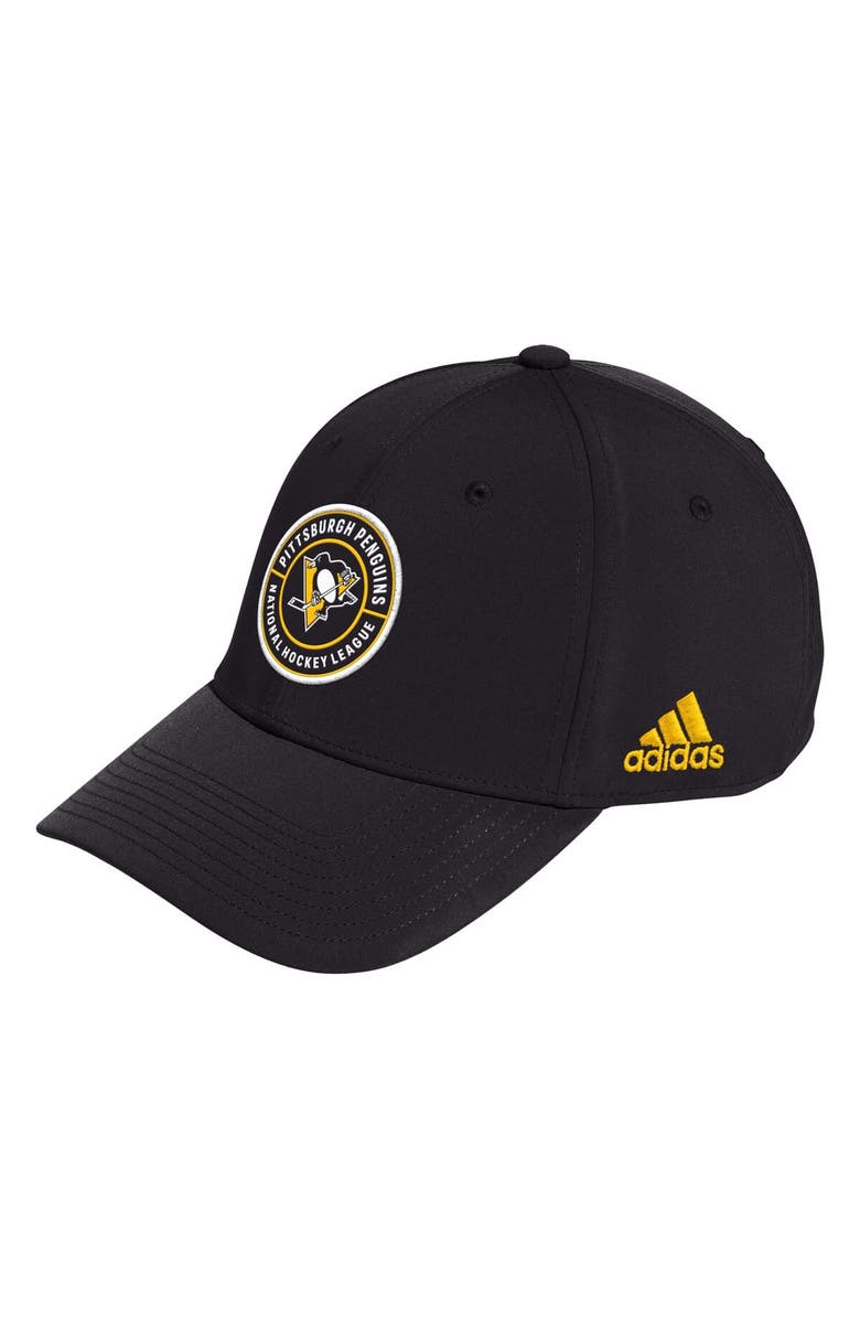 adidas Men's adidas Black Pittsburgh Penguins Circle Logo Flex Hat, Main, color,