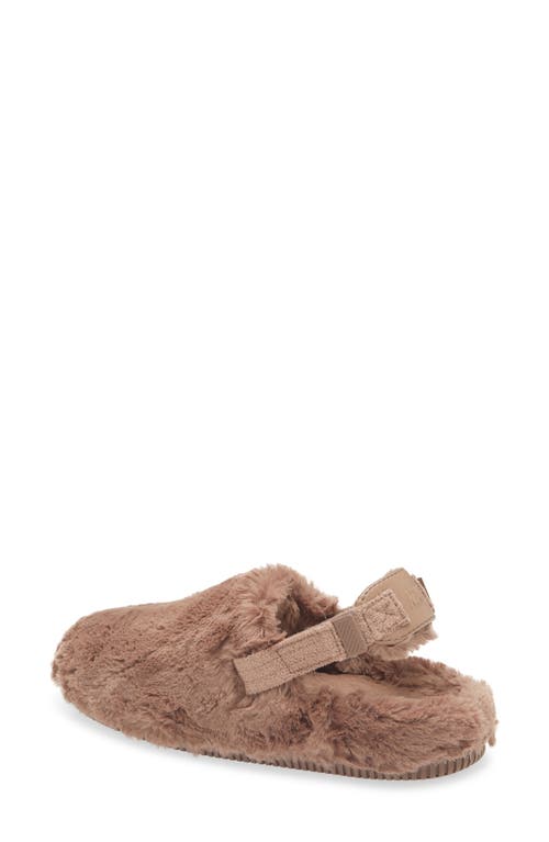 Nike Calm Faux Fur Mule In Mink Brown/brown