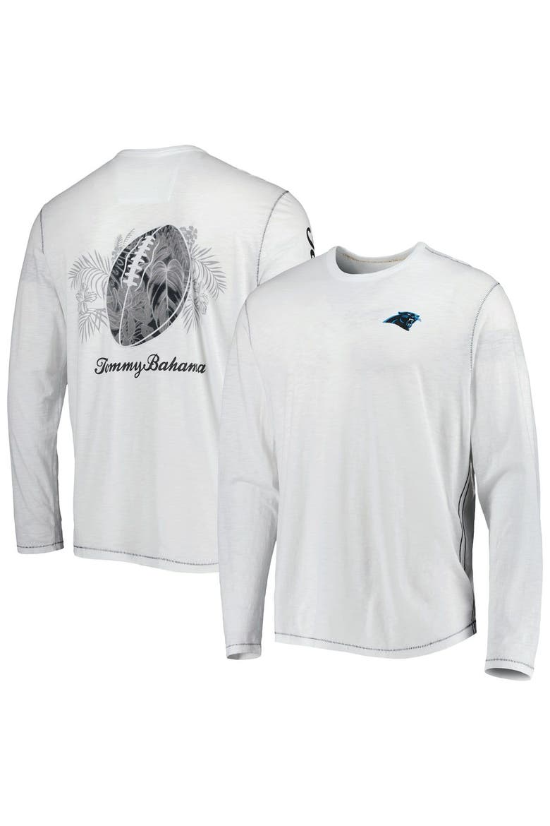 Men's Tommy Bahama White Carolina Panthers Laces Out Billboard Long Sleeve T-Shirt, Main, color, White