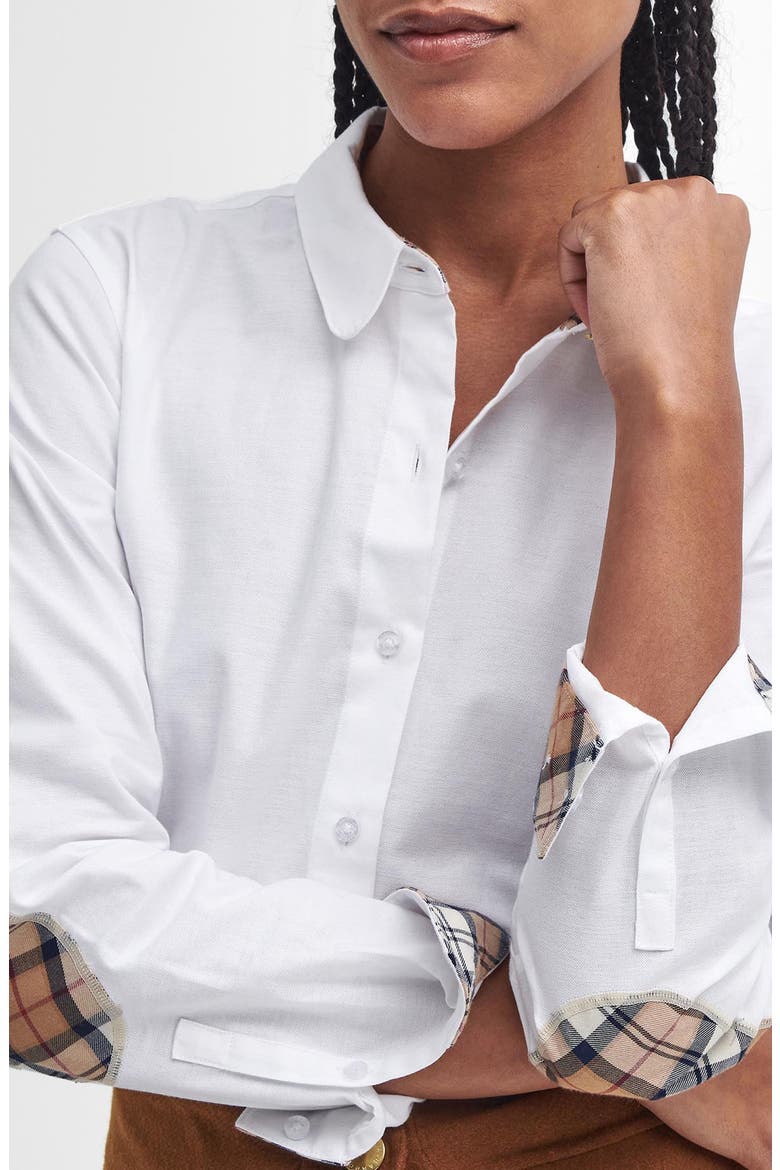 Lavender Elbow Patch Button-Up Shirt, Alternate, color, WHITE/ HESSIAN TARTAN