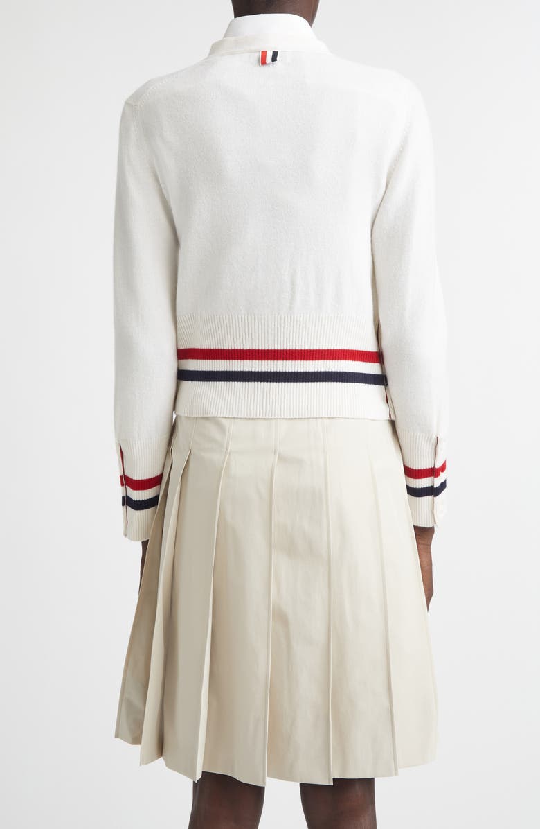 Thom Browne Shrunken Cashmere Cardigan, Alternate, color, White