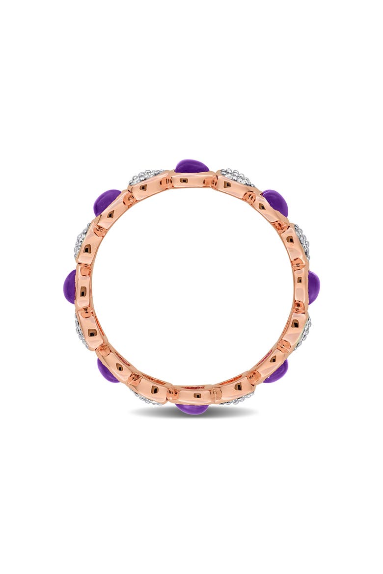 African Amethyst & Diamond Heart Eternity Band Ring, Alternate, color, PURPLE