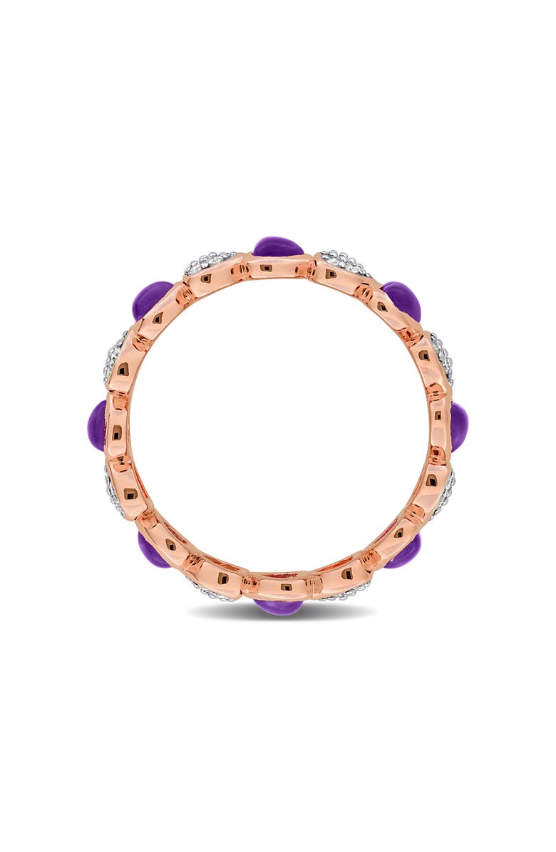 DELMAR African Amethyst & Diamond Heart Eternity Band Ring, Alternate, color, Purple