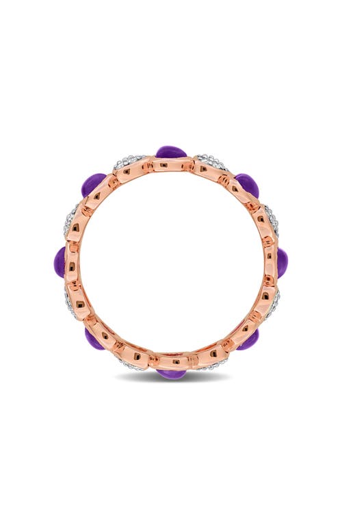Delmar African Amethyst & Diamond Heart Eternity Band Ring In Brown