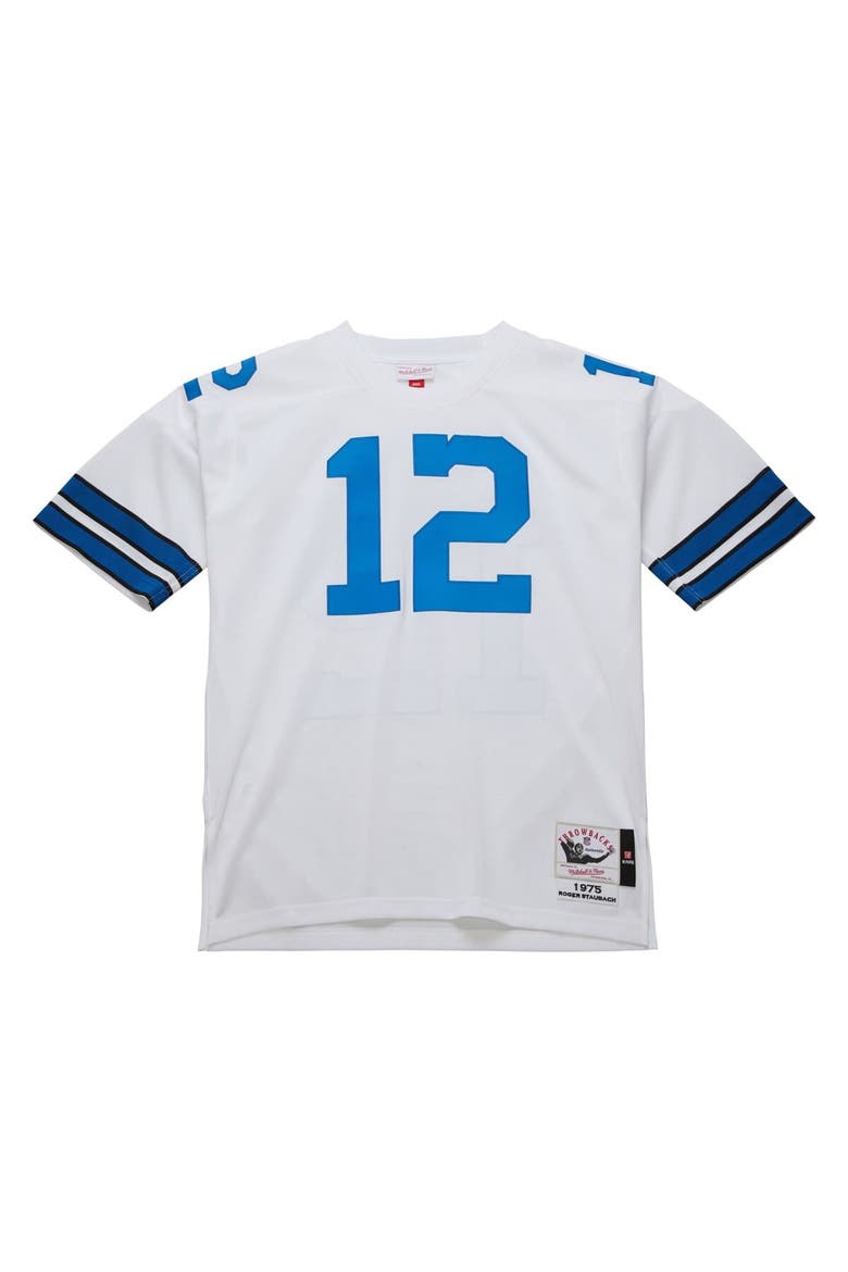 Men's Mitchell & Ness Roger Staubach White Dallas Cowboys 1975 Authentic Throwback Retired Player Jersey, Alternate, color, White