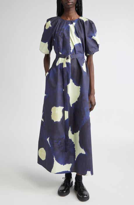 Marimekko Juhlinta Kehaukka Puff Sleeve Cotton Maxi Dress