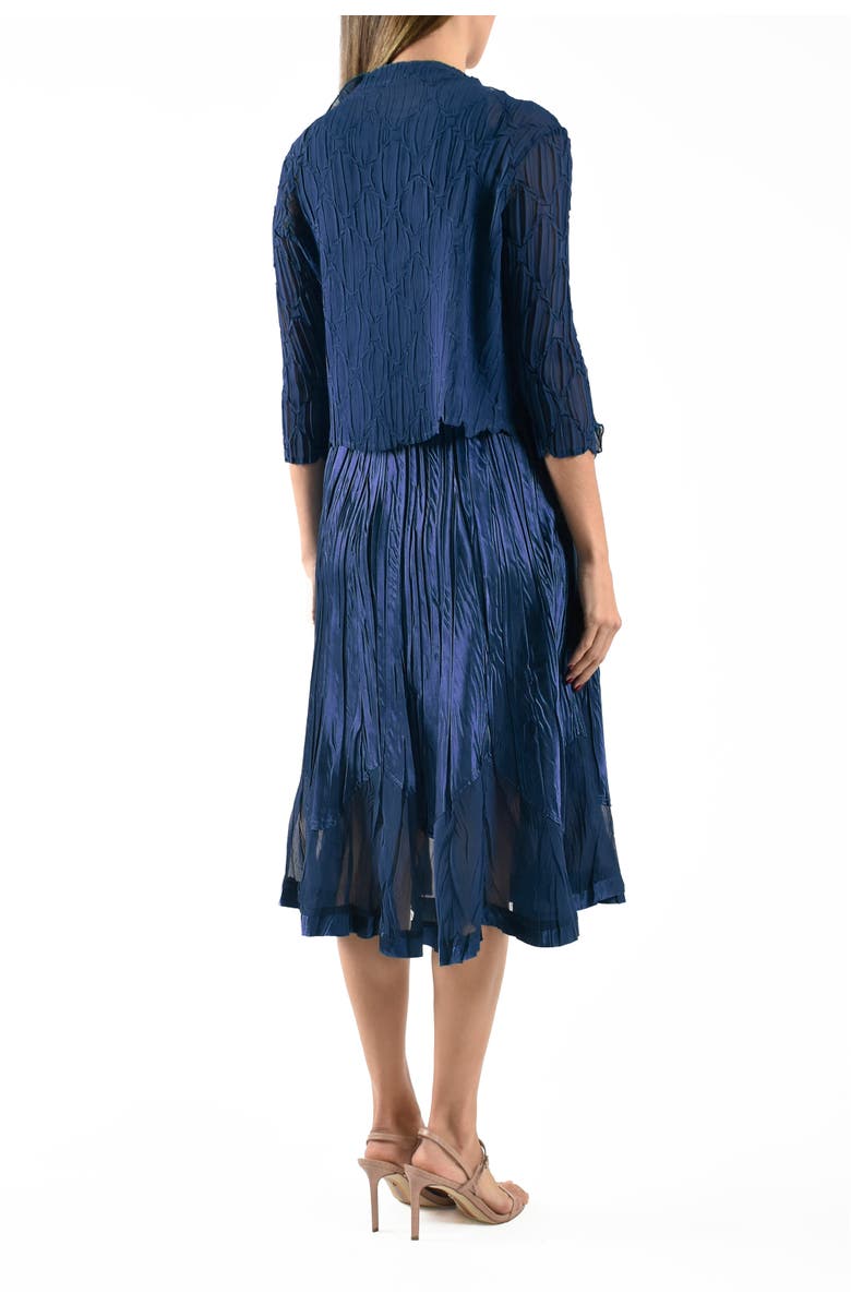 Komarov Charmeuse & Chiffon Cocktail Dress with Bolero Jacket, Alternate, color, Midnight Navy