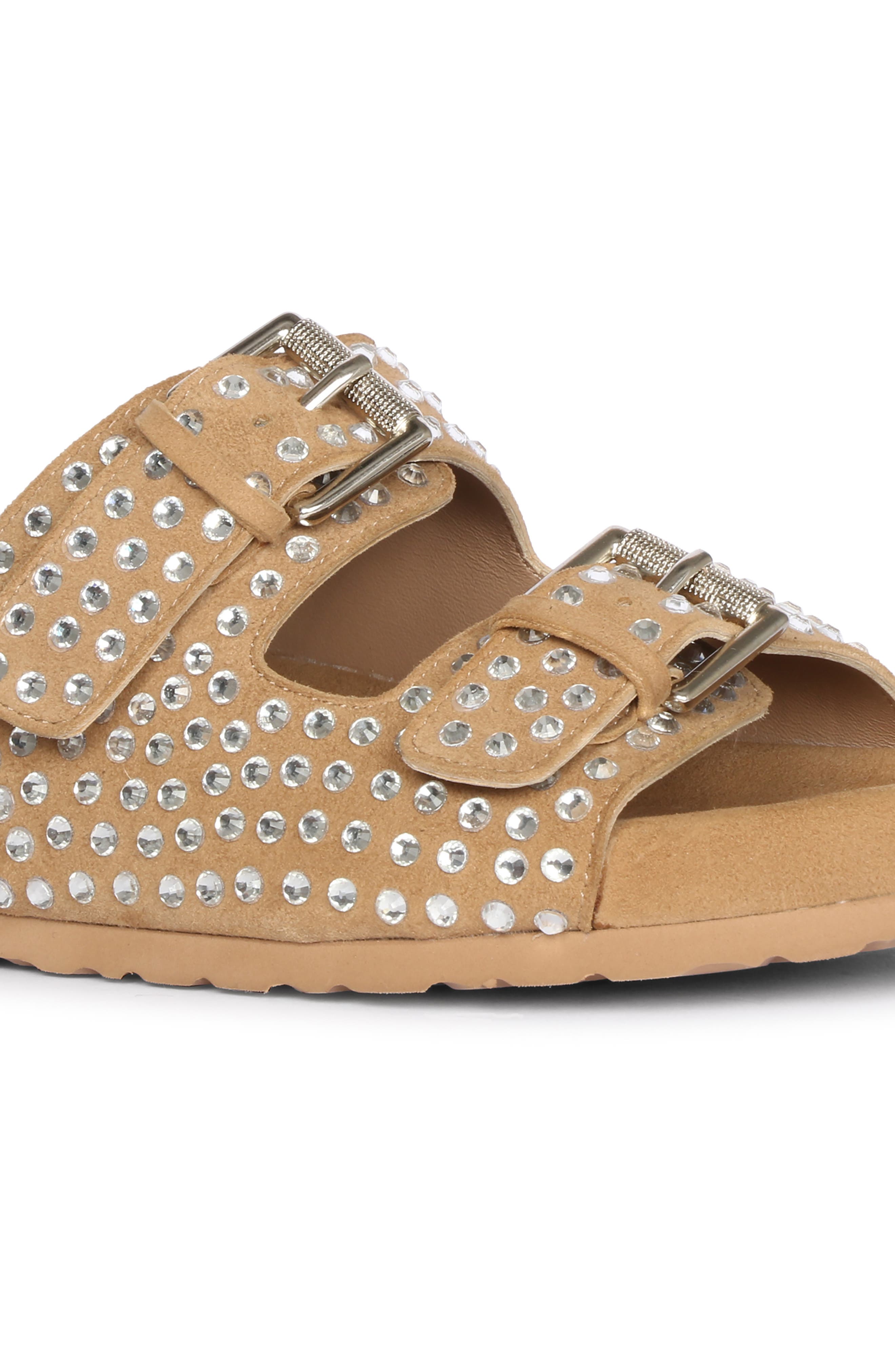 Riena Embellished Slide Sandal, Alternate, color, BEIGE