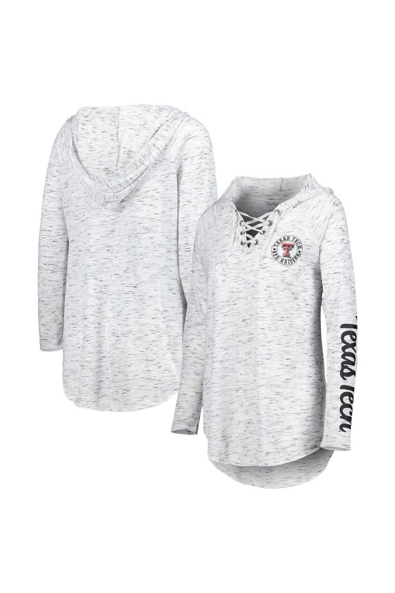 Women's Pressbox Gray Texas Tech Red Raiders Space Dye Lace-Up V-Neck Raglan Long Sleeve T-Shirt, Alternate, color, Gray