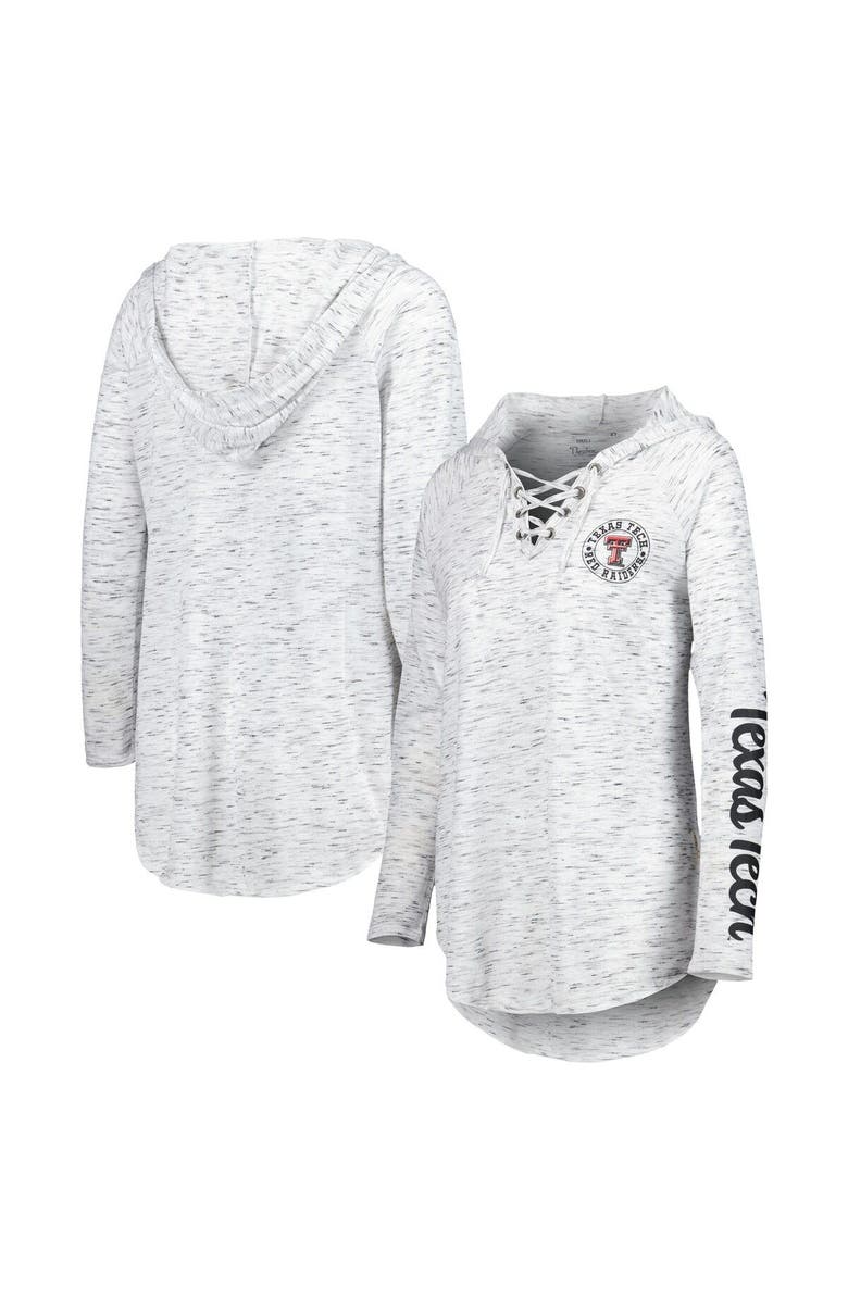 PRESSBOX Women's Pressbox Gray Texas Tech Red Raiders Space Dye Lace-Up V-Neck Raglan Long Sleeve T-Shirt, Alternate, color, 