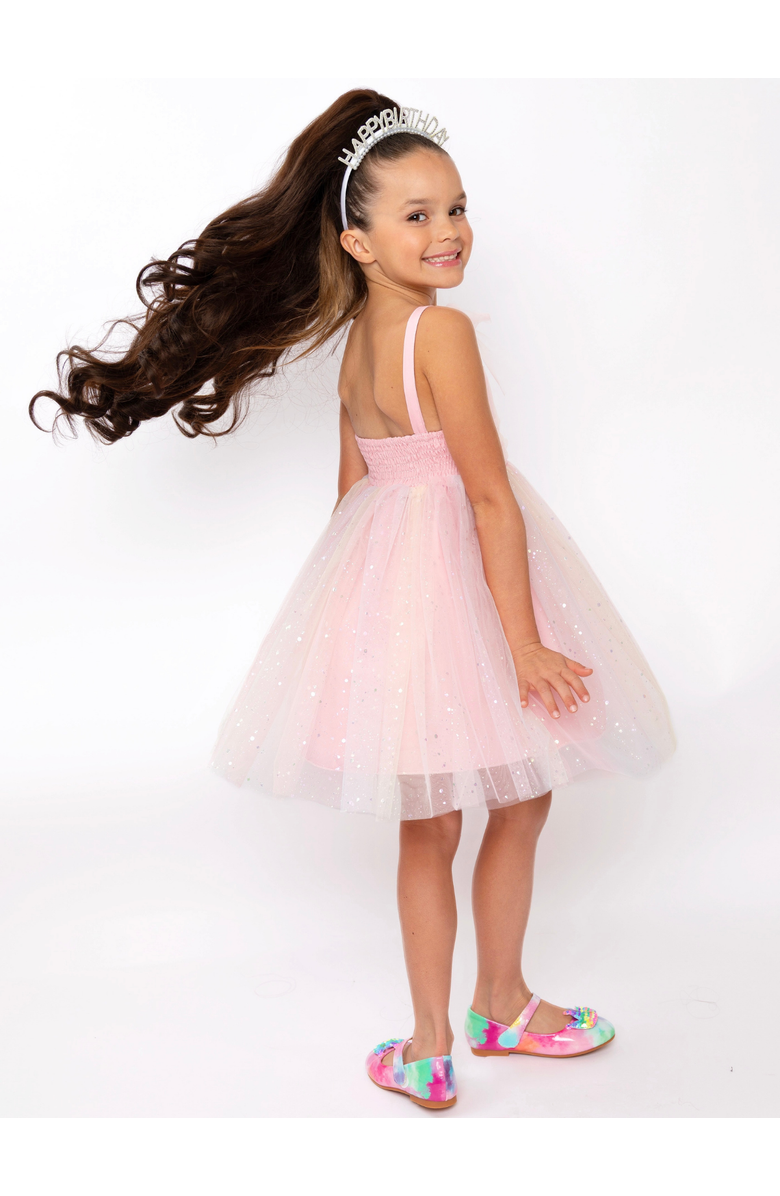 Mia Belle Girls Birthday Glow Pastel Rainbow Tulle Dress, Alternate, color, Pink