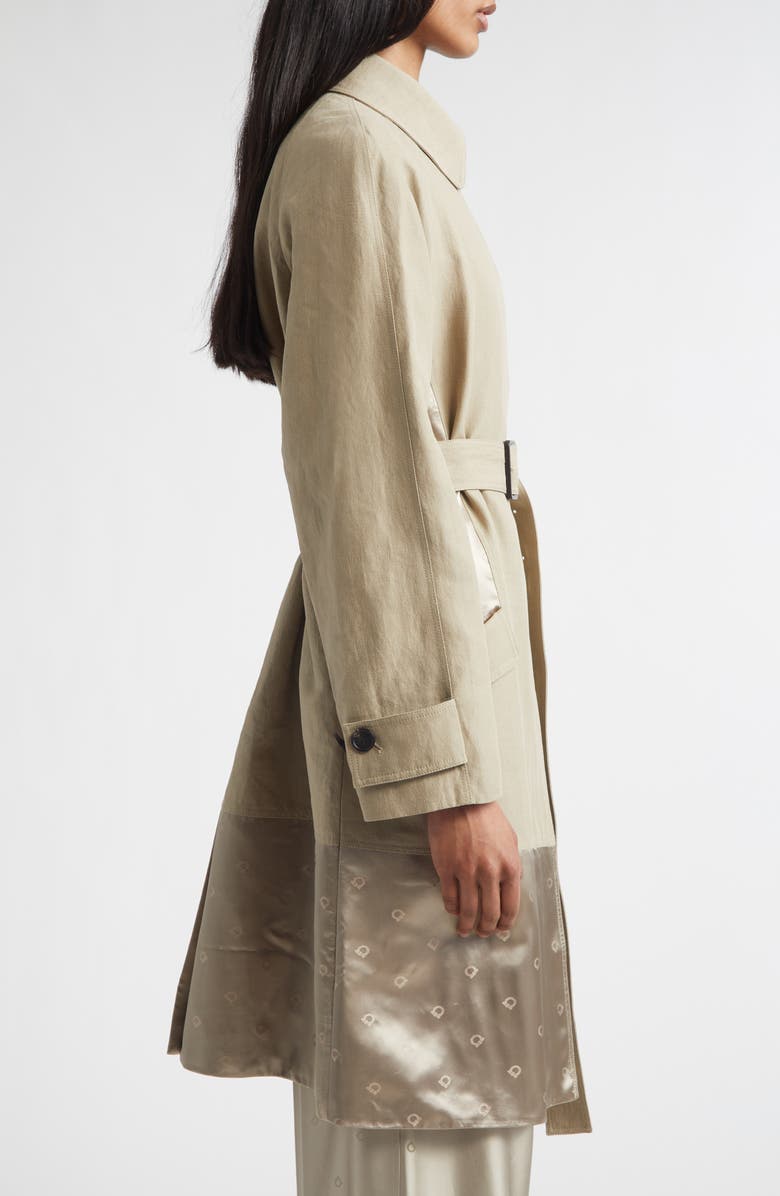 FERRAGAMO Satin Inset Belted Duster Coat, Alternate, color, Safari