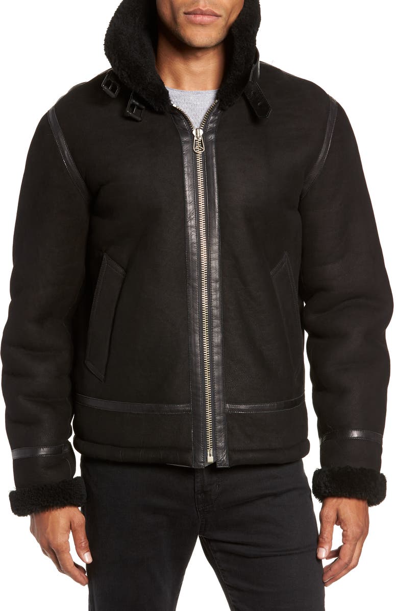 rag & bone Leather and Genuine Shearling Flight Jacket, Alternate, color, 