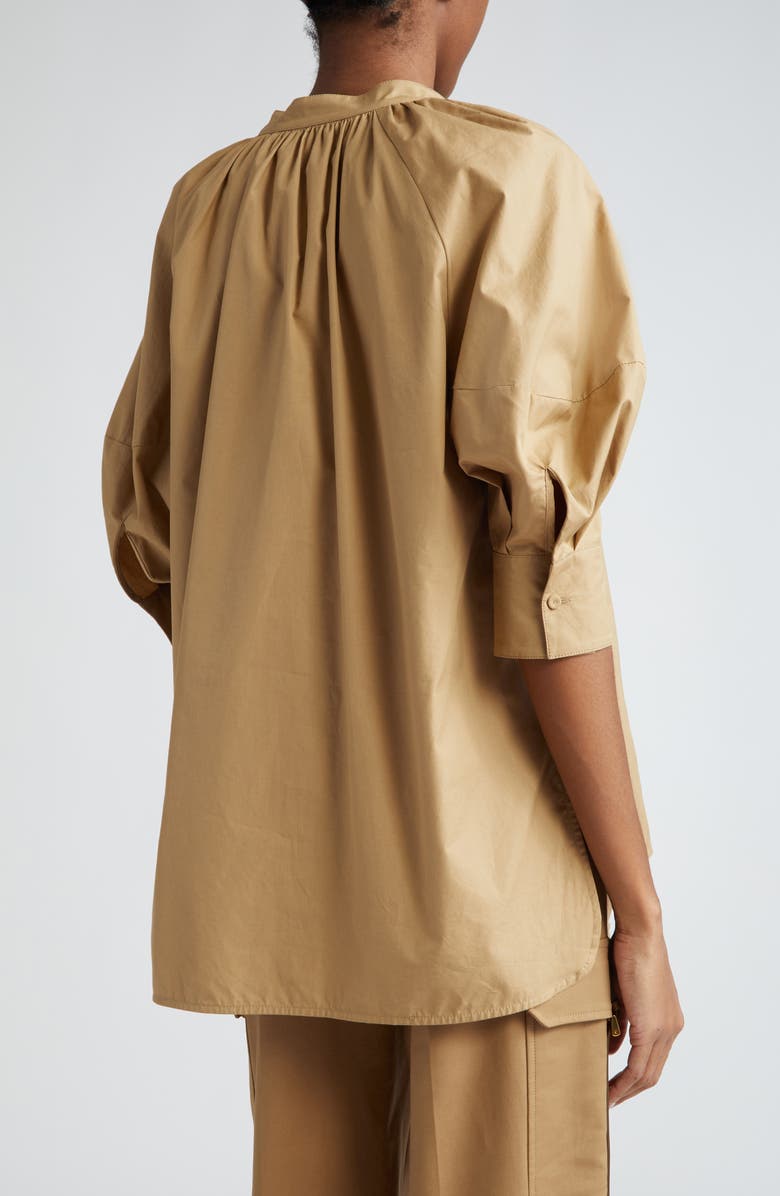 Max Mara Carpi Lantern Sleeve Cotton Poplin Top, Alternate, color,