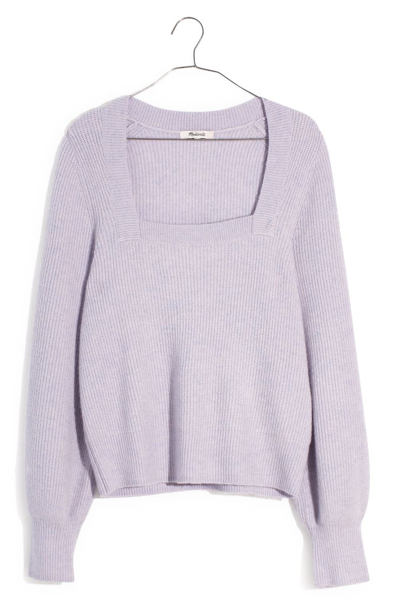 Madewell Melwood Square Neck Coziest Yarn Pullover Sweater, Alternate, color, Heather Hyacinth