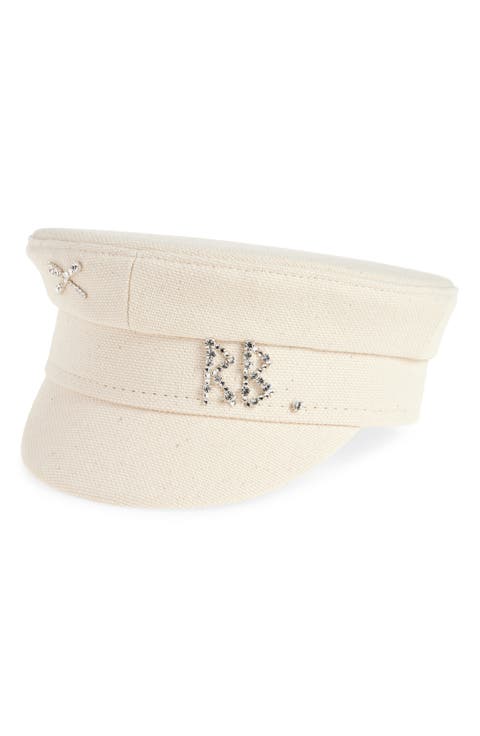 Crystal Embellished Canvas Newsboy Cap